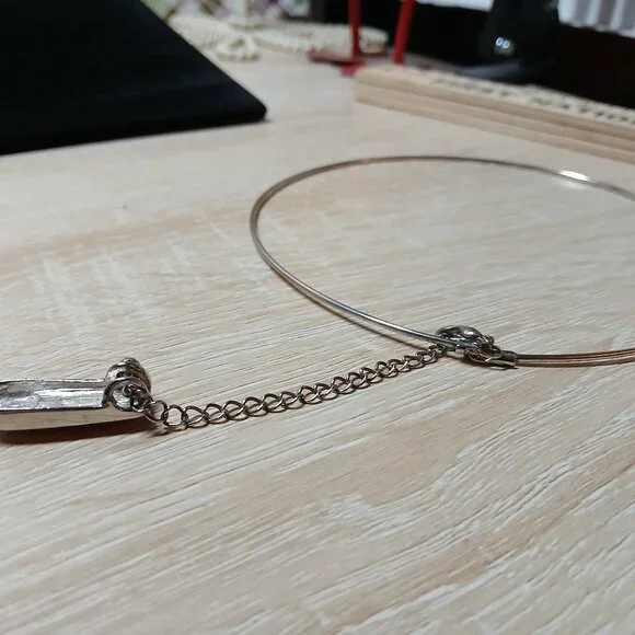 Silver Tone Pink Pendant Necklace & Stud Earrings Vintage Costume Jewelry #98 - Picture 4 of 7